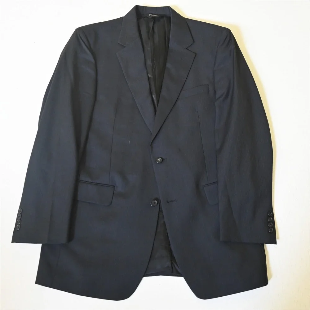 Jos. A Bank 42L Navy Blue Striped 100% Wool Mens Blazer Suit‎ Jacket Sport Coat
